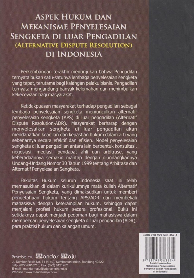 Aspek Hukum Dan Mekanisme Penyelesaian Sengketa Di Luar Pengadilan Di